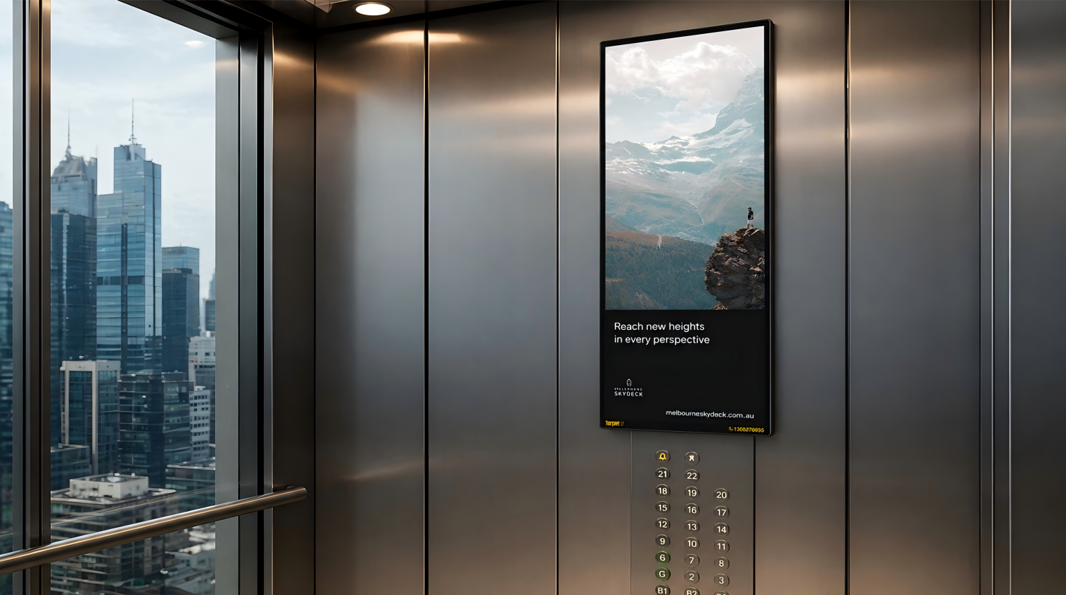 25-inch screen installed inside a lift